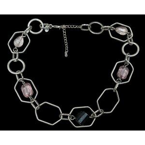 Lia Sophia Vault Black And Lavender Gemmed Chain Necklace